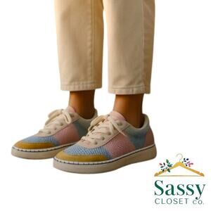 Nicole Miller Pastel Colorblock Lace‑Up Sneakers Women’s 9 Sporty Chic NWOT